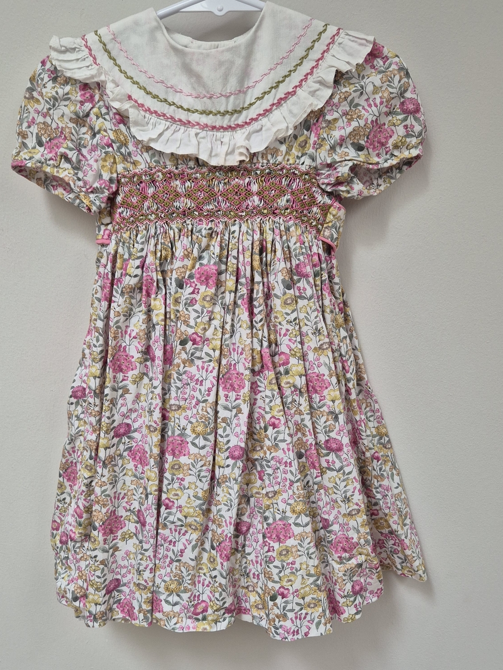 Pepa London Floral Smocked Ruffle Collar Girls' Dress 4Y